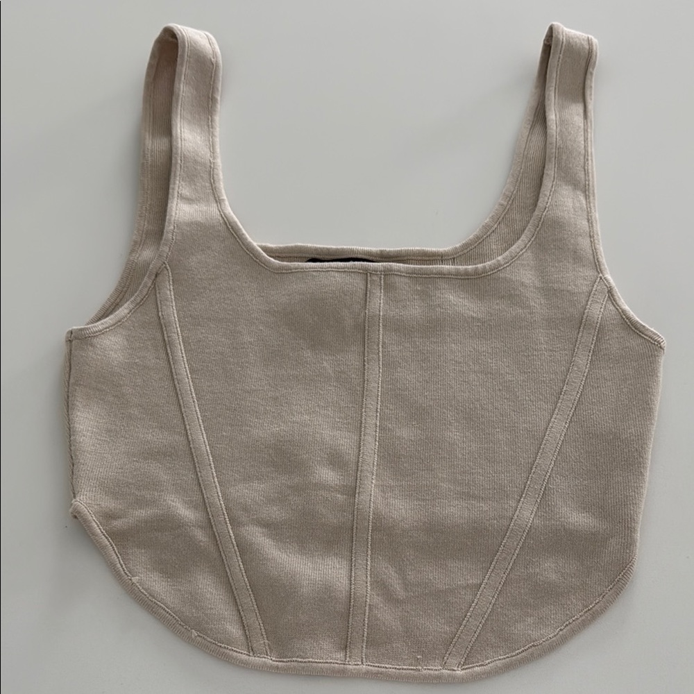 Beige Sleeveless Crop Top